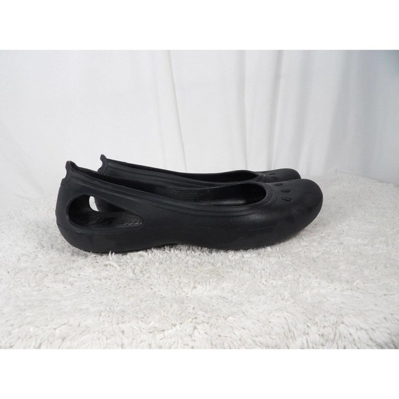 Crocs Womens Black Rubber Waterproof Round Toe Slip On Ballet Flat Size US 11 - Picture 4 of 9